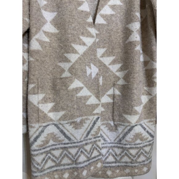 Frye Womens Geometric Southwestern Beige Cream Cardigan Sz L Oversized Mid - Picture 3 of 5